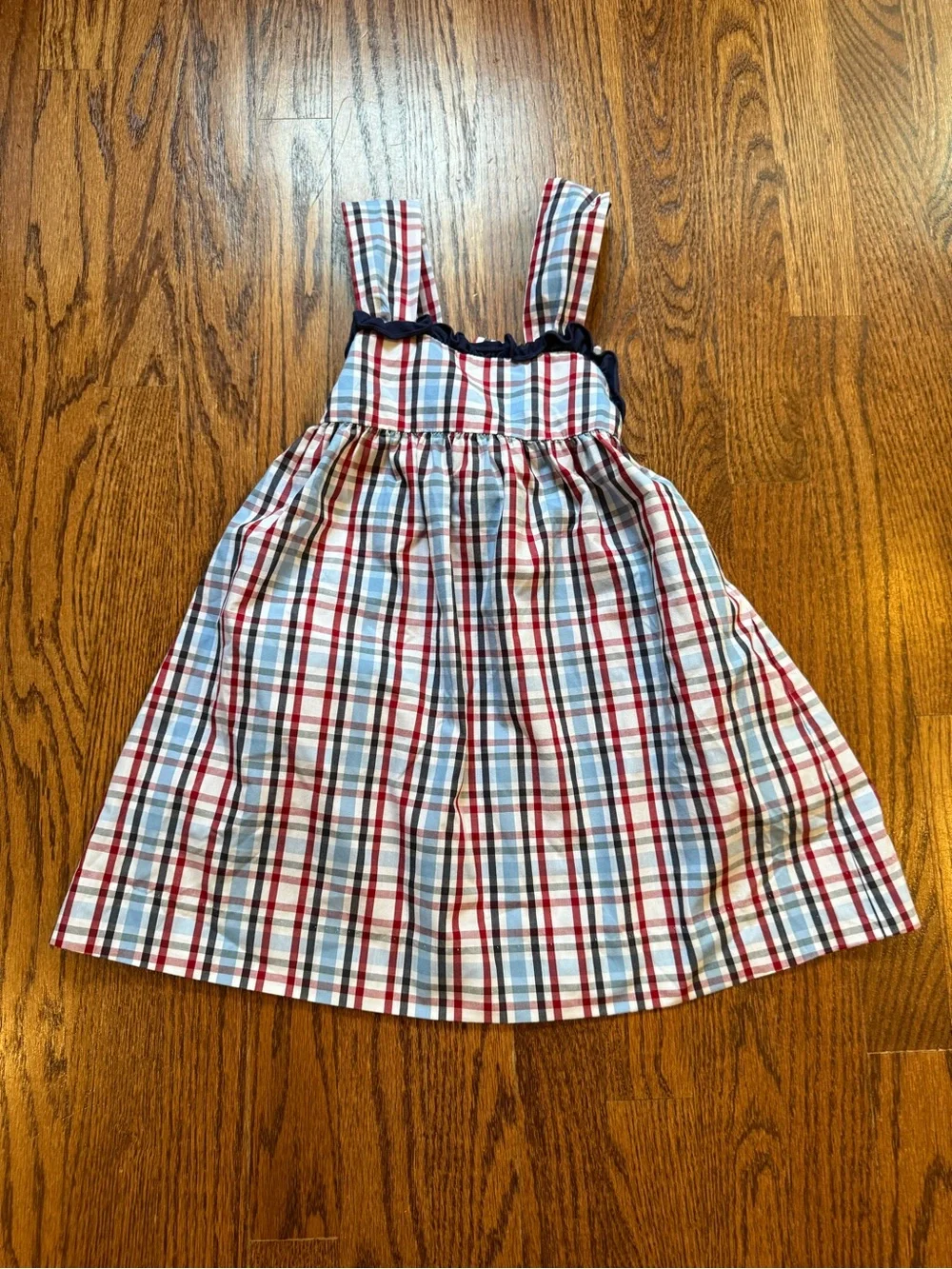 Stitchy Fish Patriotic Plaid Sundress 3T